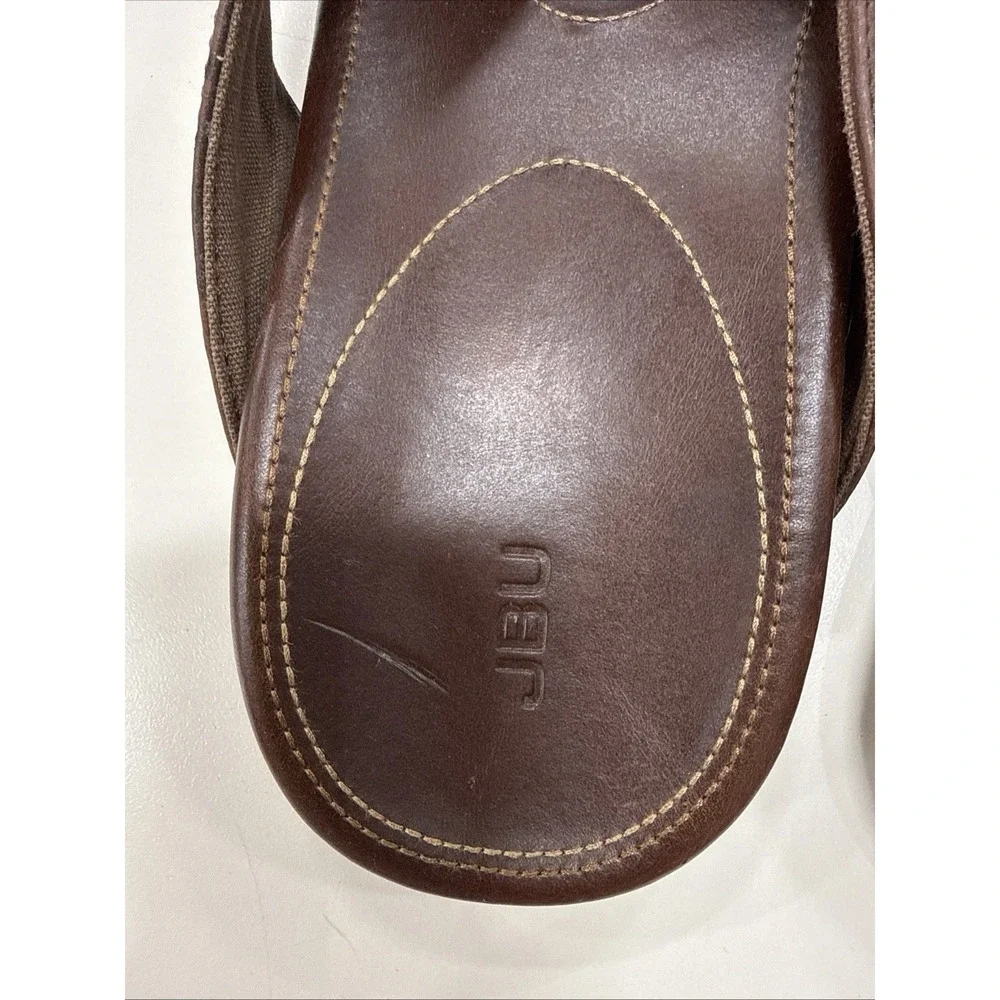 JBU Sandals Mens 10 Flip Flop Thong Flats Brown Leather Slip On Slippers